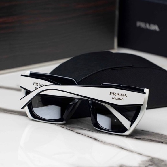 💯 - New  - BRAND NEW PRADA PR 15WS 09Q5S0 White/Black Women Sunglasses - Picture 7 of 17